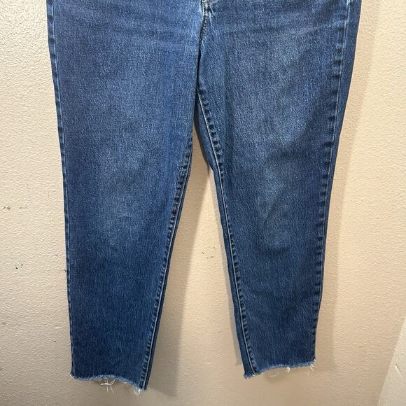 Old Navy Jeans Womens 10 Blue Denim OG Straight High Rise Medium Wash Raw Hems - Picture 3 of 5